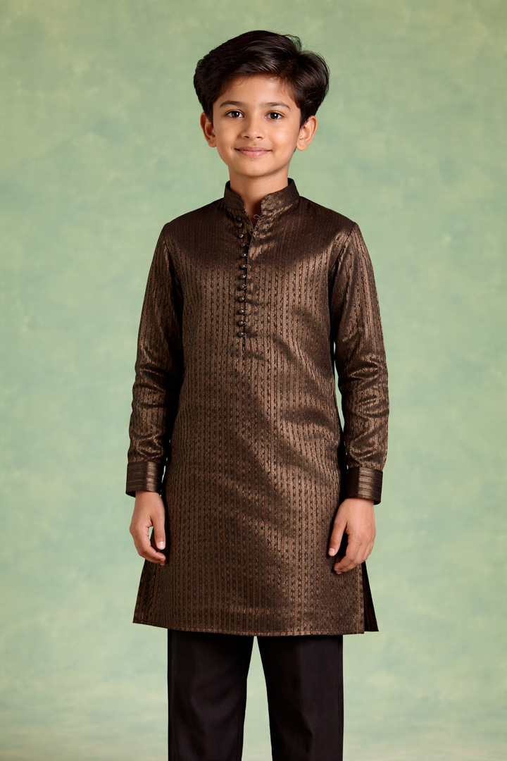 Boys Black Stripe Kurta Set