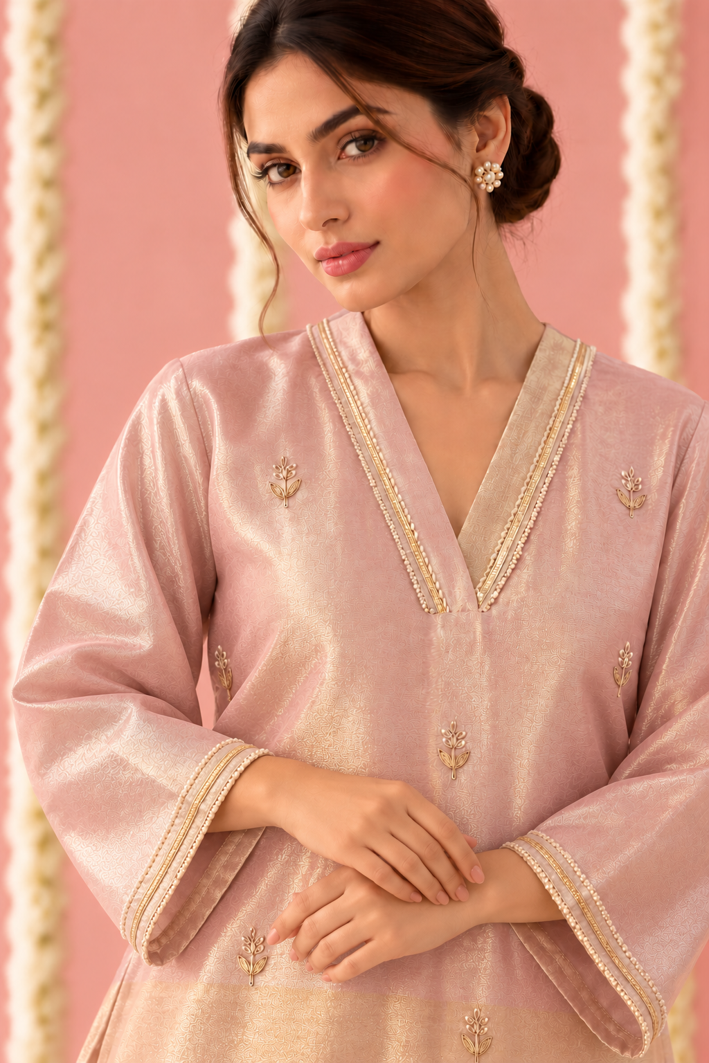 Blush Rose Tissue Kurta Set - Set of 2