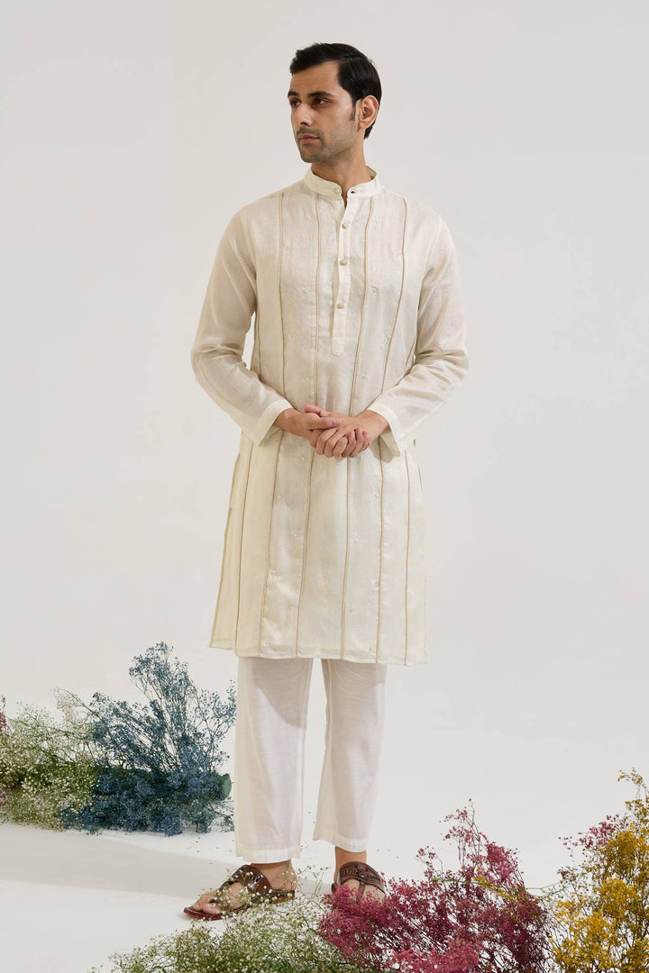 White Zari Charm Kurta