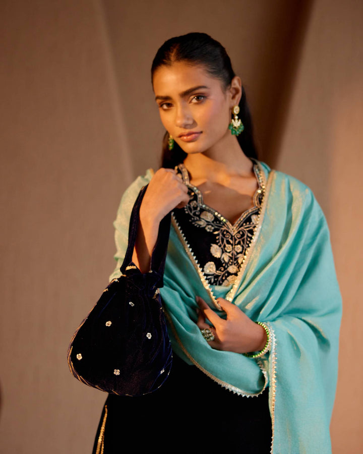 Tiffany Blue Zari Dupatta