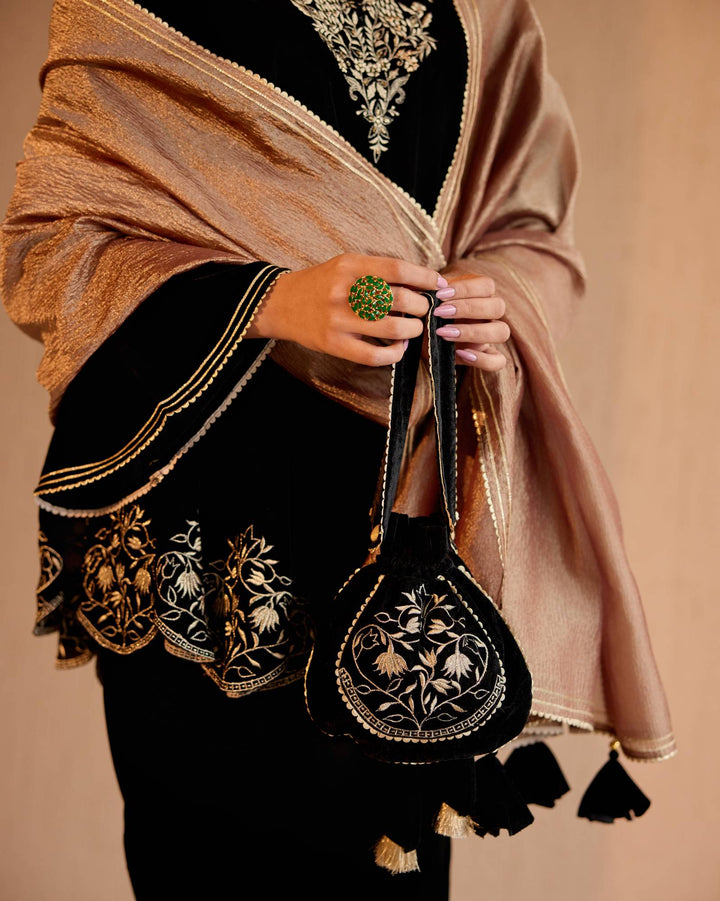 Black Peacock Potli Bag