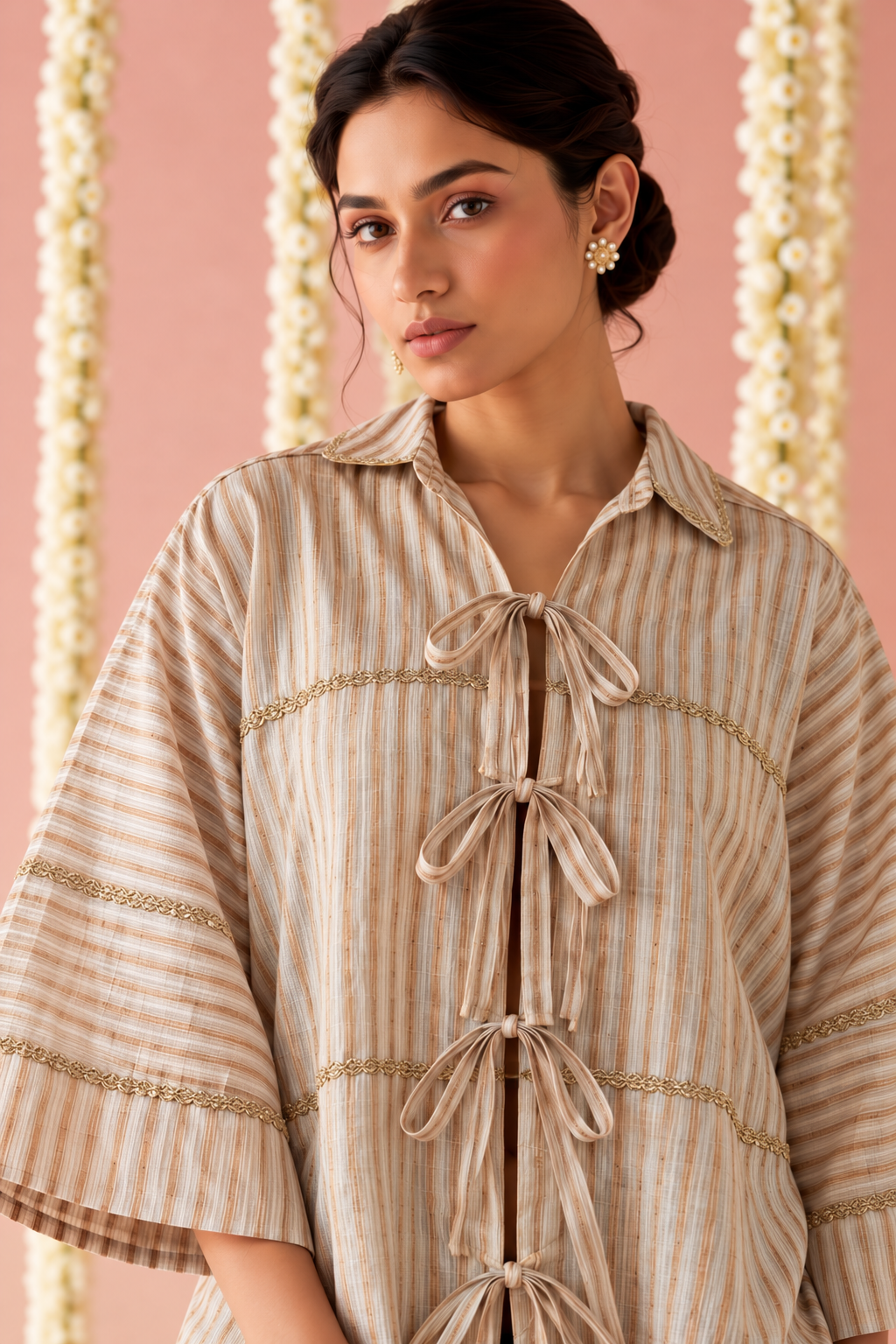 Ivory Gota Tie-up Co-ord Set - Set of 2