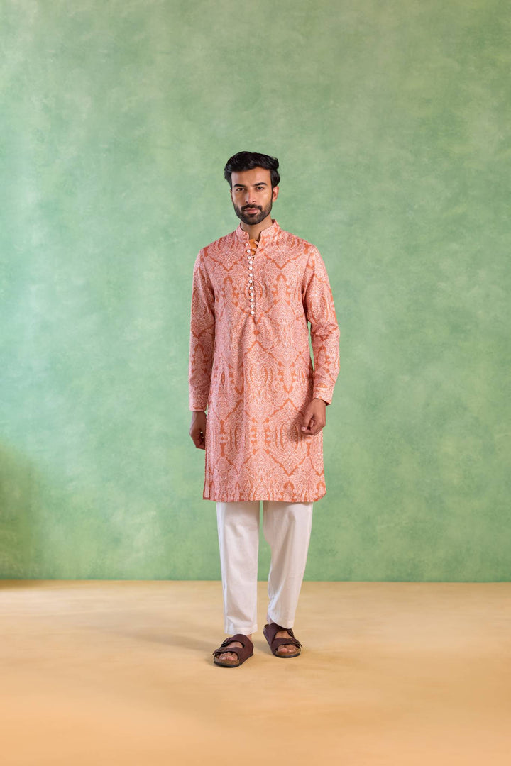 Rustic Jaal Loopi Kurta with Narrow Pants