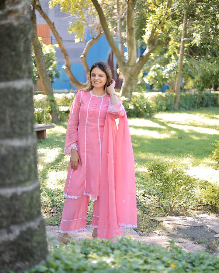 Blush Pink Anarkali with Wide Leg Pants