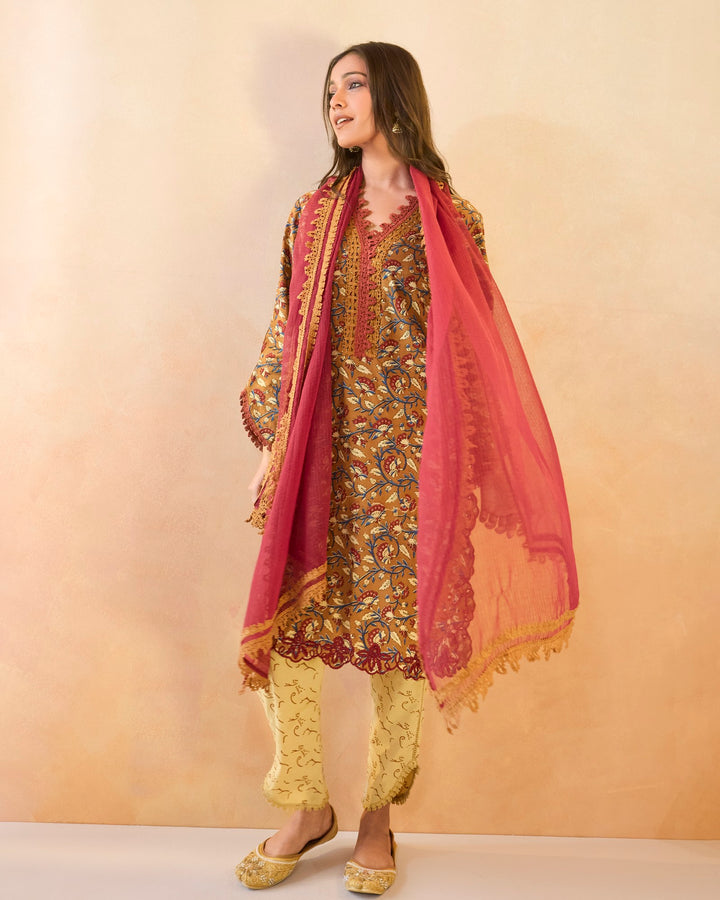 Brown Petal Dupatta