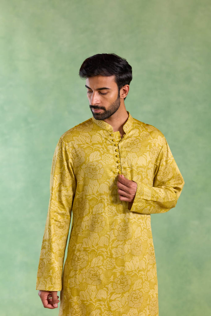 Olive Orchid Embroidered Kurta
