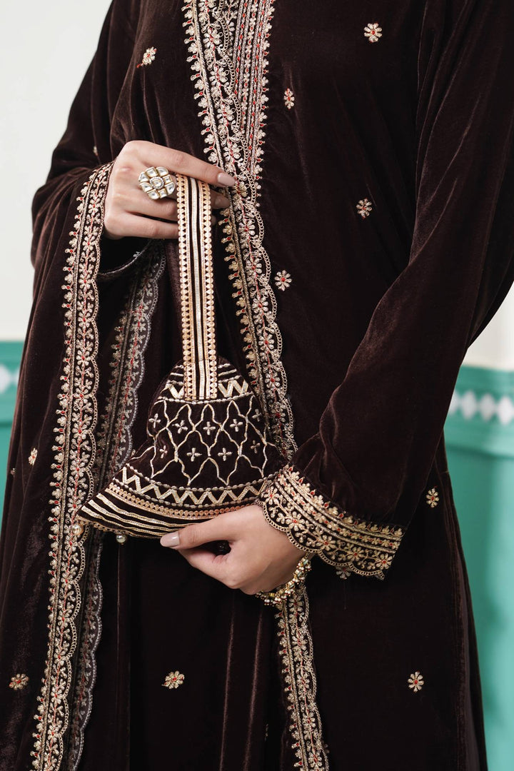 Brown Velvet Potli Bag