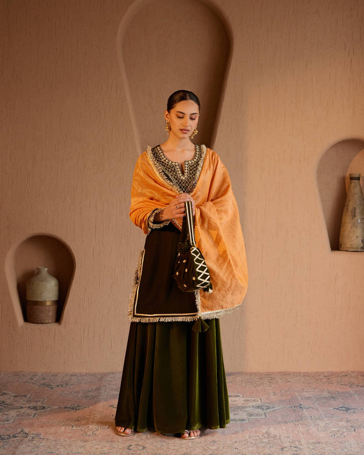 Olive Orange Dupatta