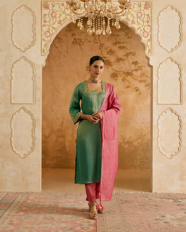 Rose Green Dupatta