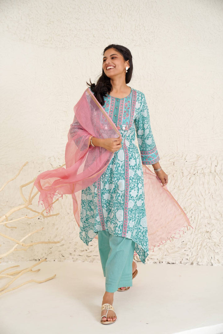 Aqua Blush Kurta with Wide Leg Pants