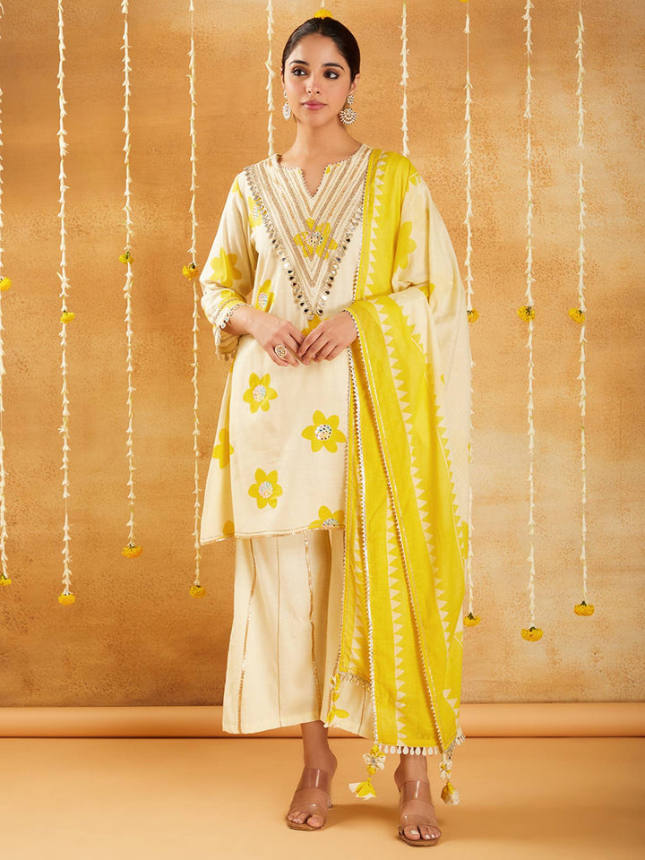 Sunflower Blossom Floral Printed Dupatta