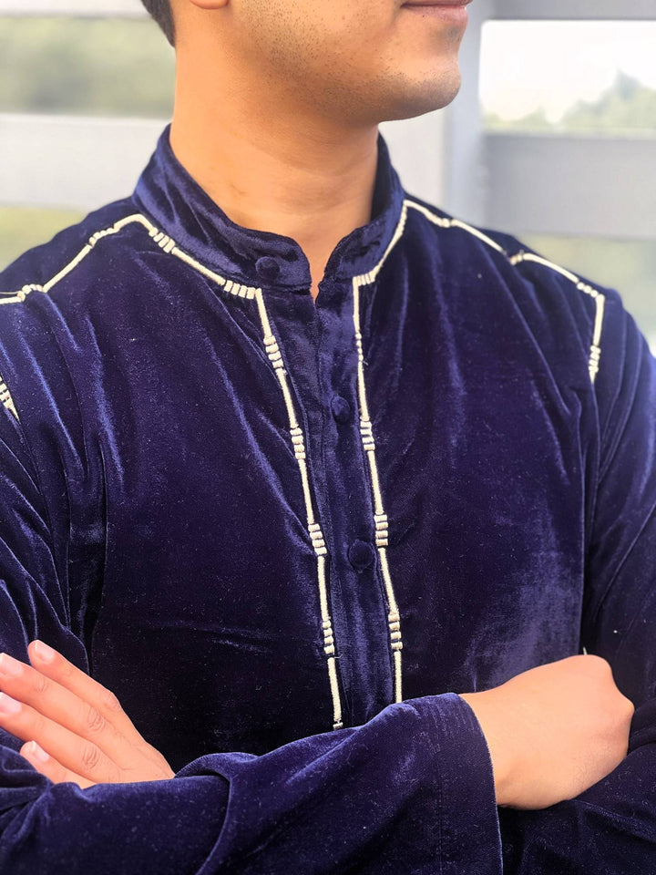 Old Navy Embroidered Velvet Kurta