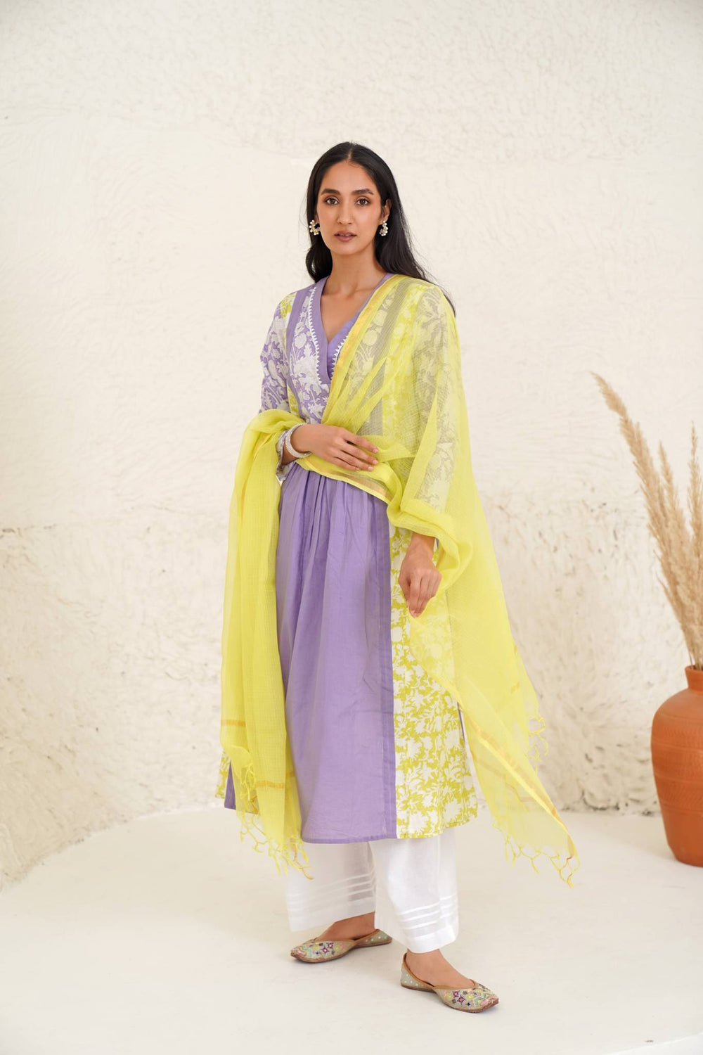 Lilac Lime Kurta with Wide Leg Pants