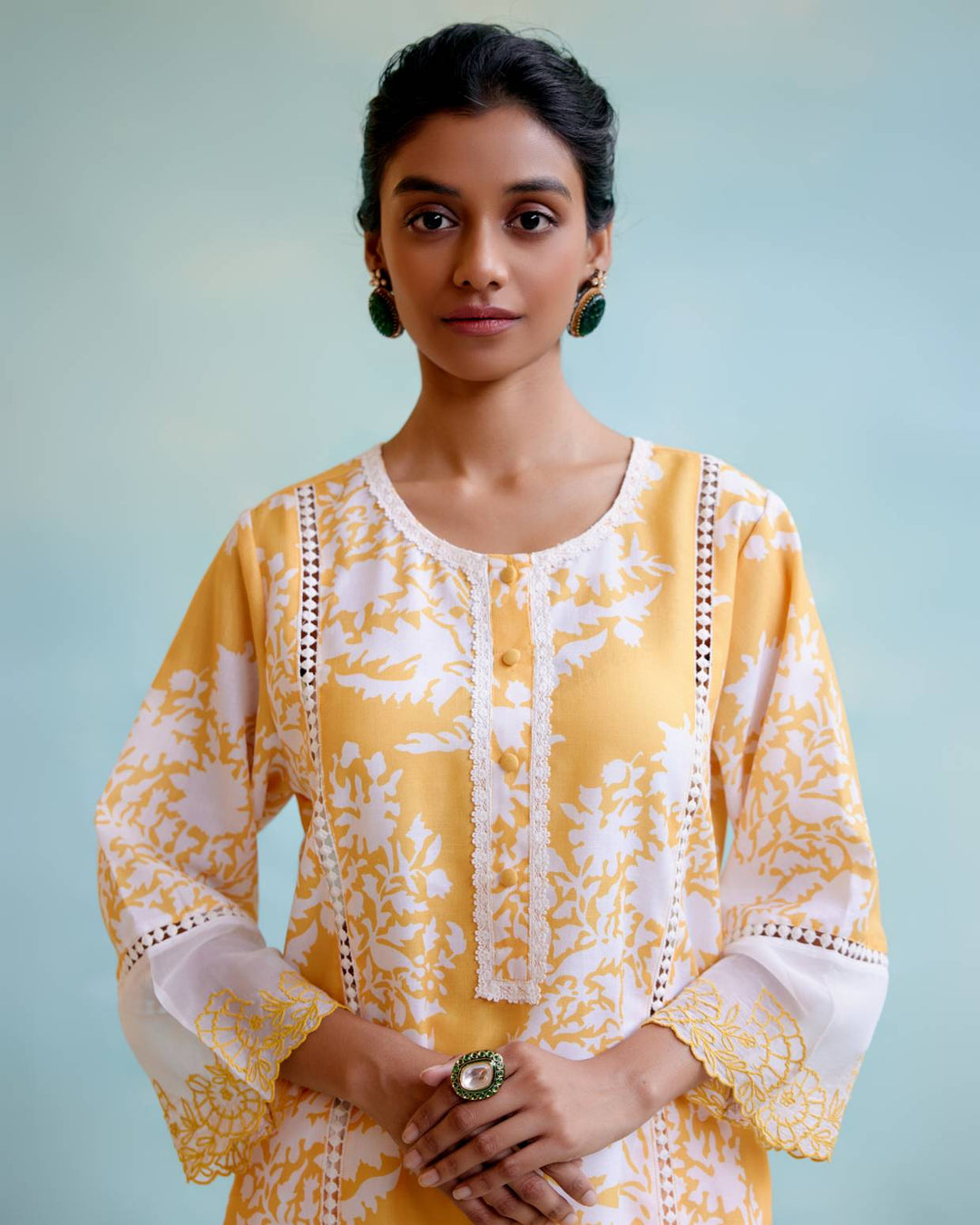 Daisy Yellow Kurta with Narrow Pants