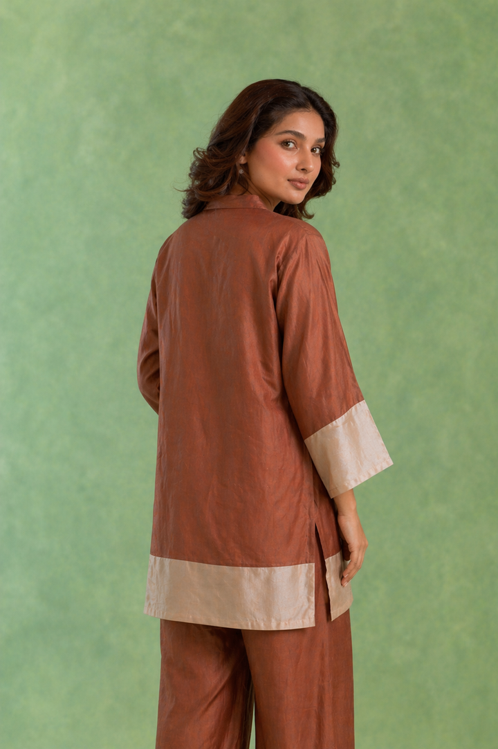Brown Panel Chanderi Co-ord Set