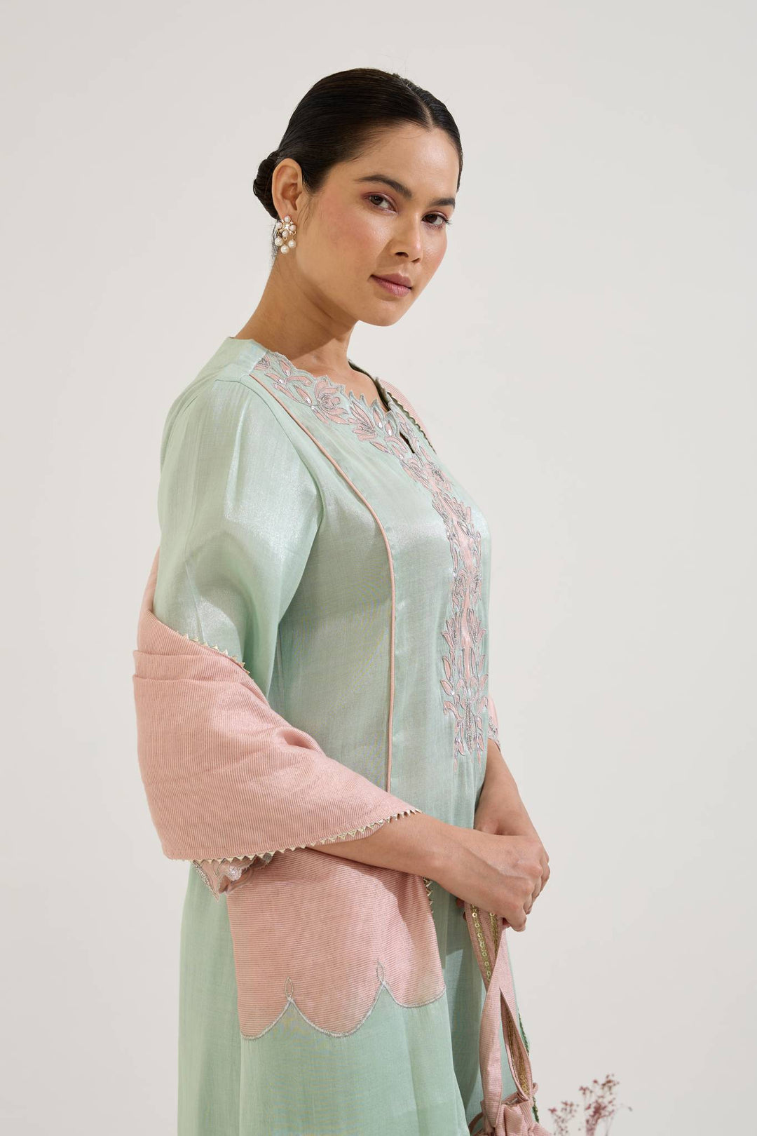 Mint Lotus Dupatta