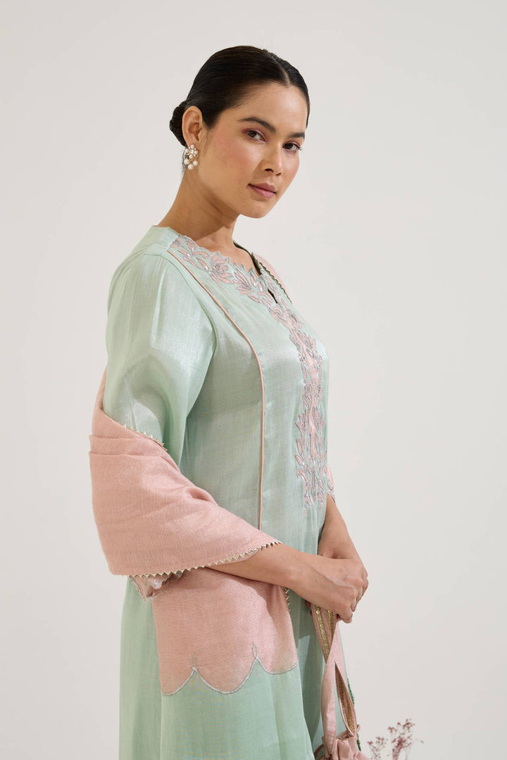 Mint Lotus Dupatta