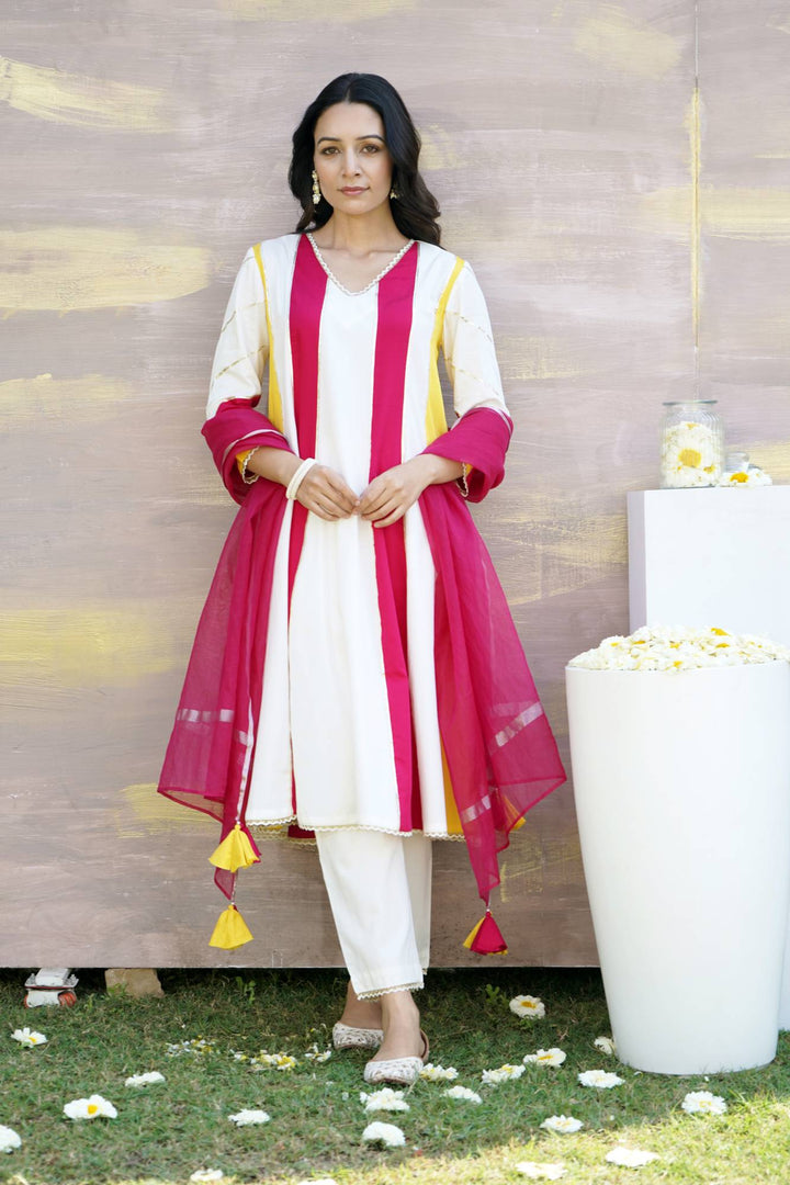 Sunflower Fuchsia Anarkali with Narrow Pants