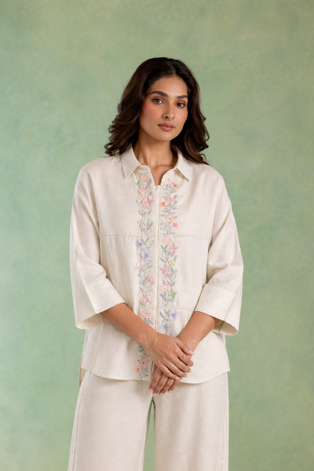 Ivroy Emrboidered Handloom Linen Top