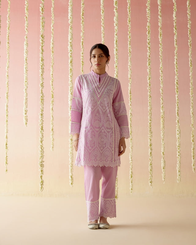 Lilac Kurta with Narrow Pants - Set of 2