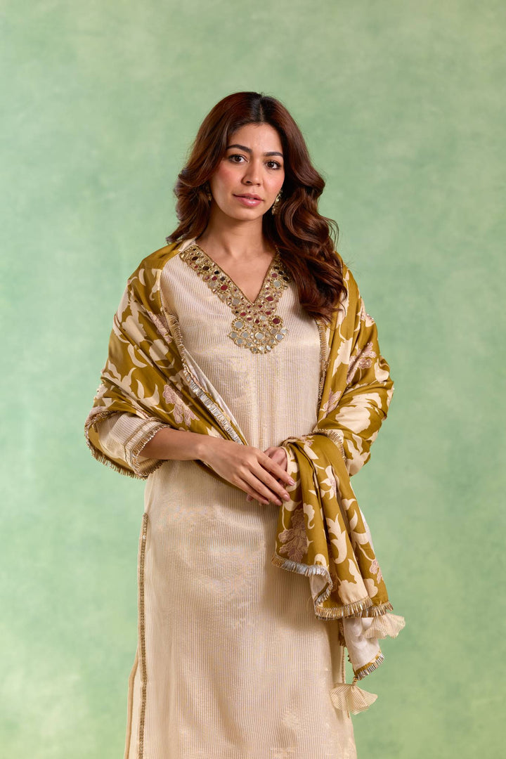 Gold Floral Chintz Dupatta