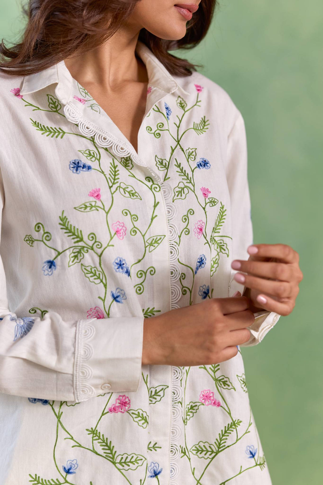 White Floral Embroidered Top
