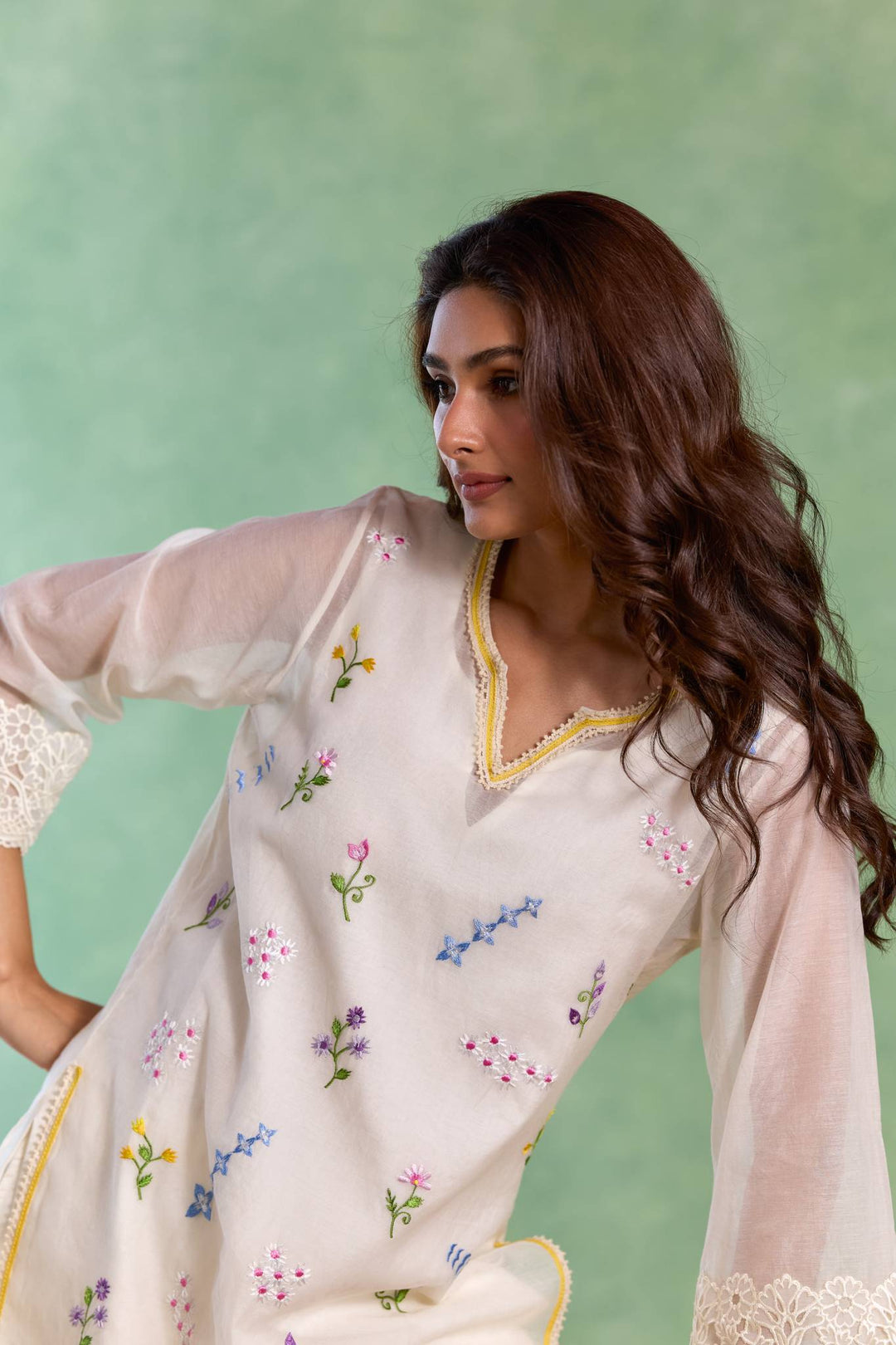 White Spring Embroidered Top