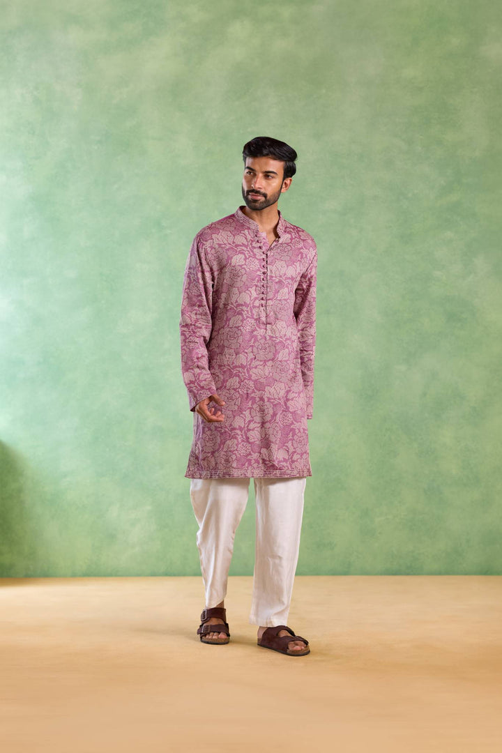 Mauve Orchid Embroidered Kurta with Narrow Pants