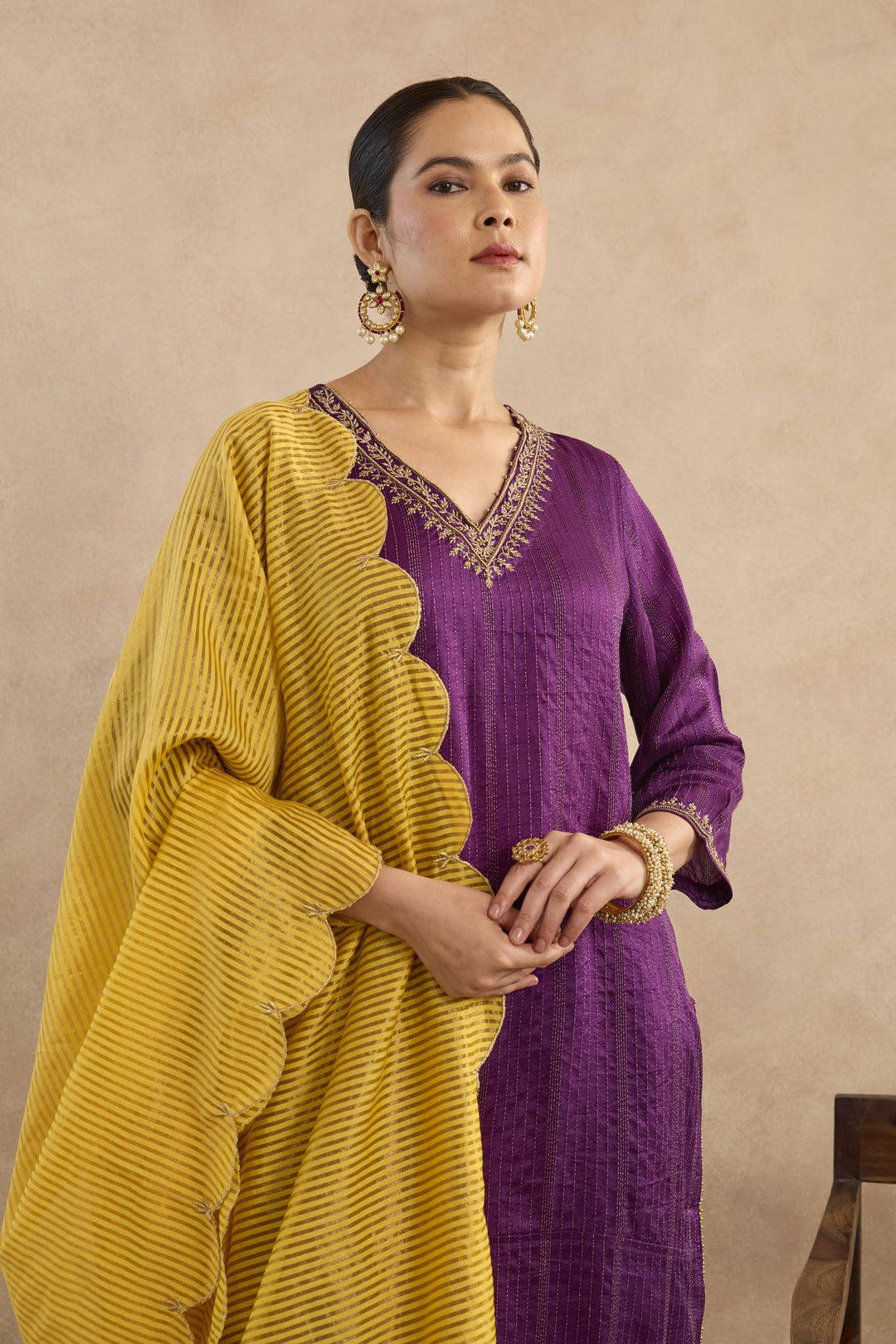 Royal Yellow Scalllop Dupatta