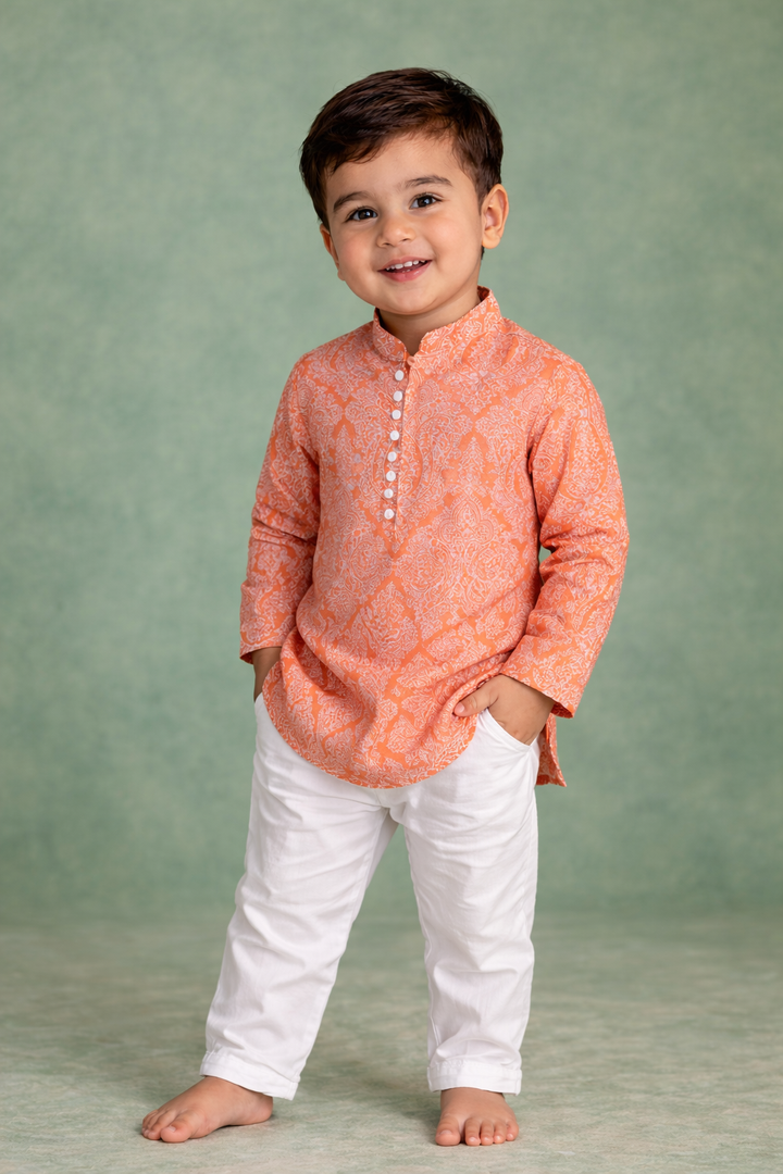Boys Rustic Jaal Loopi Kurta Set