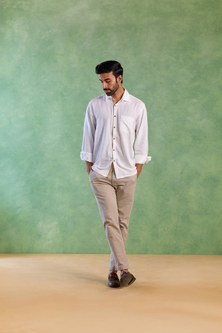 White Handloom Linen Shirt
