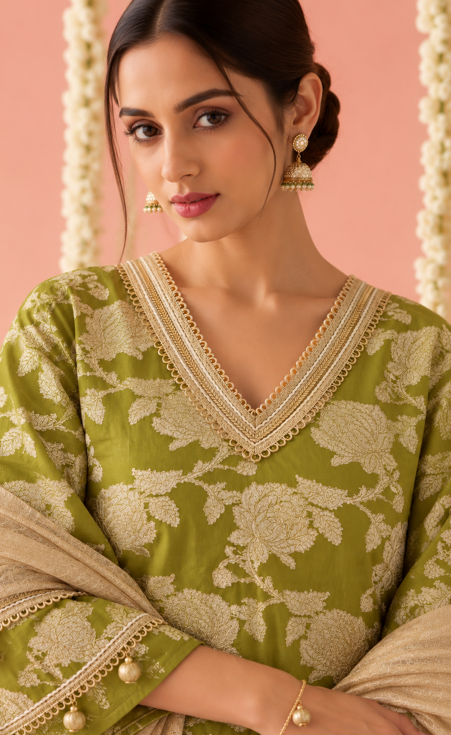 Meadow Jaal Chanderi Brocade Kurta Set with Dupatta - Set of 3