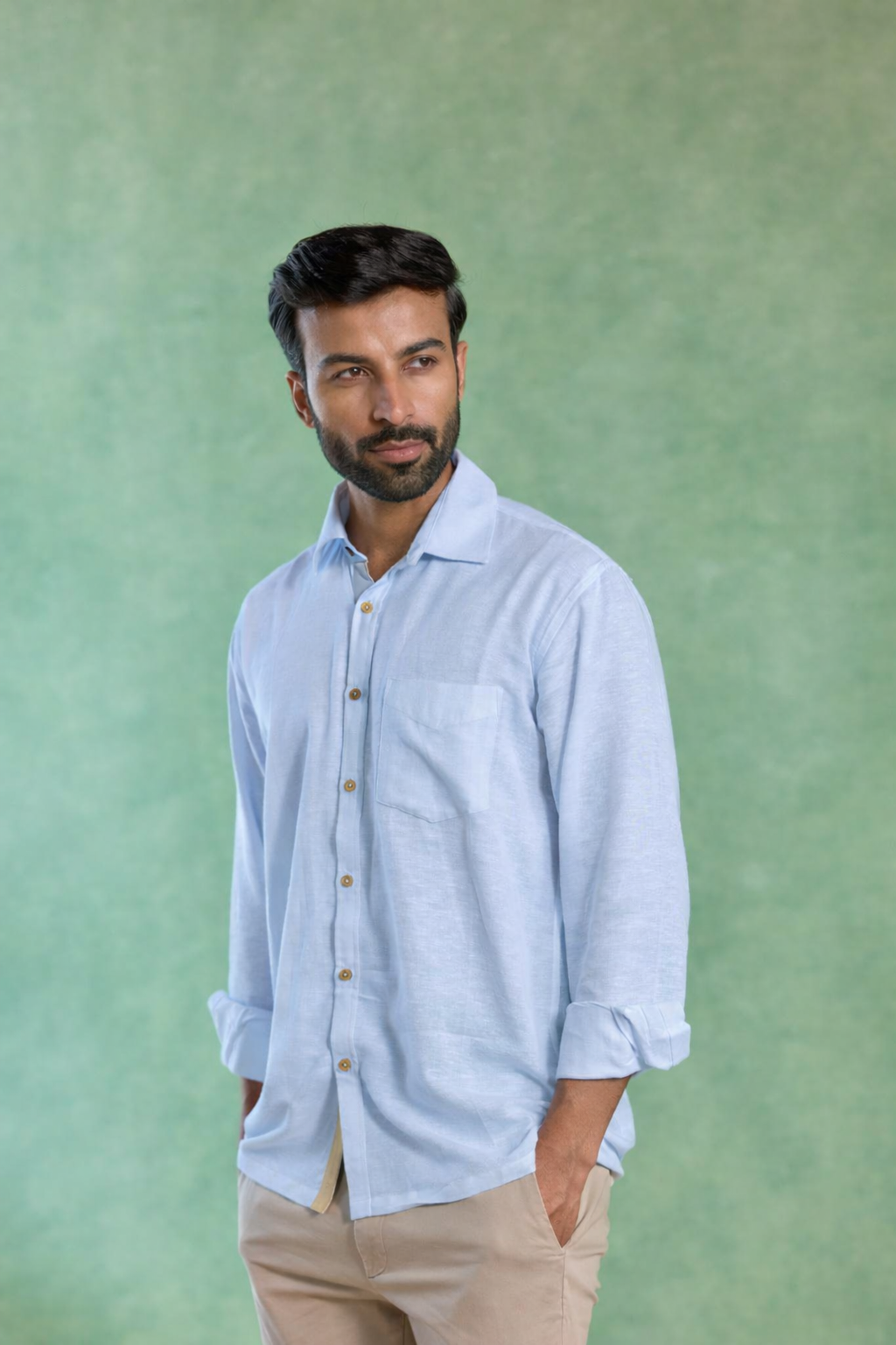 Blue Handloom Linen Shirt