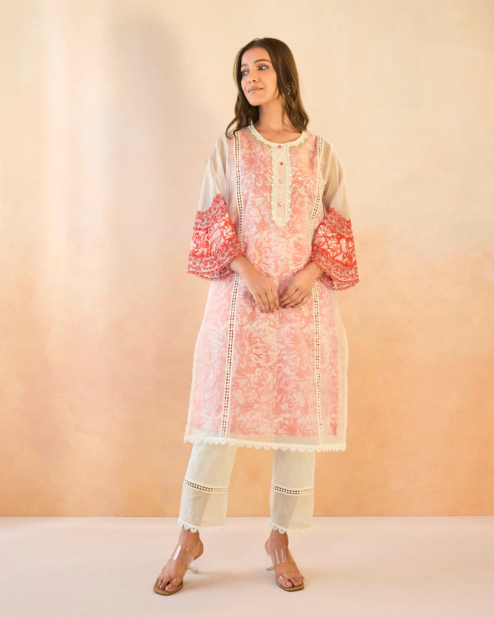 Rose Floral Embroidered Kurta