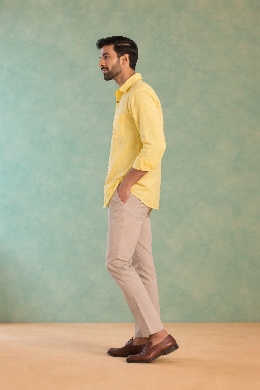Yellow Handloom Linen Shirt