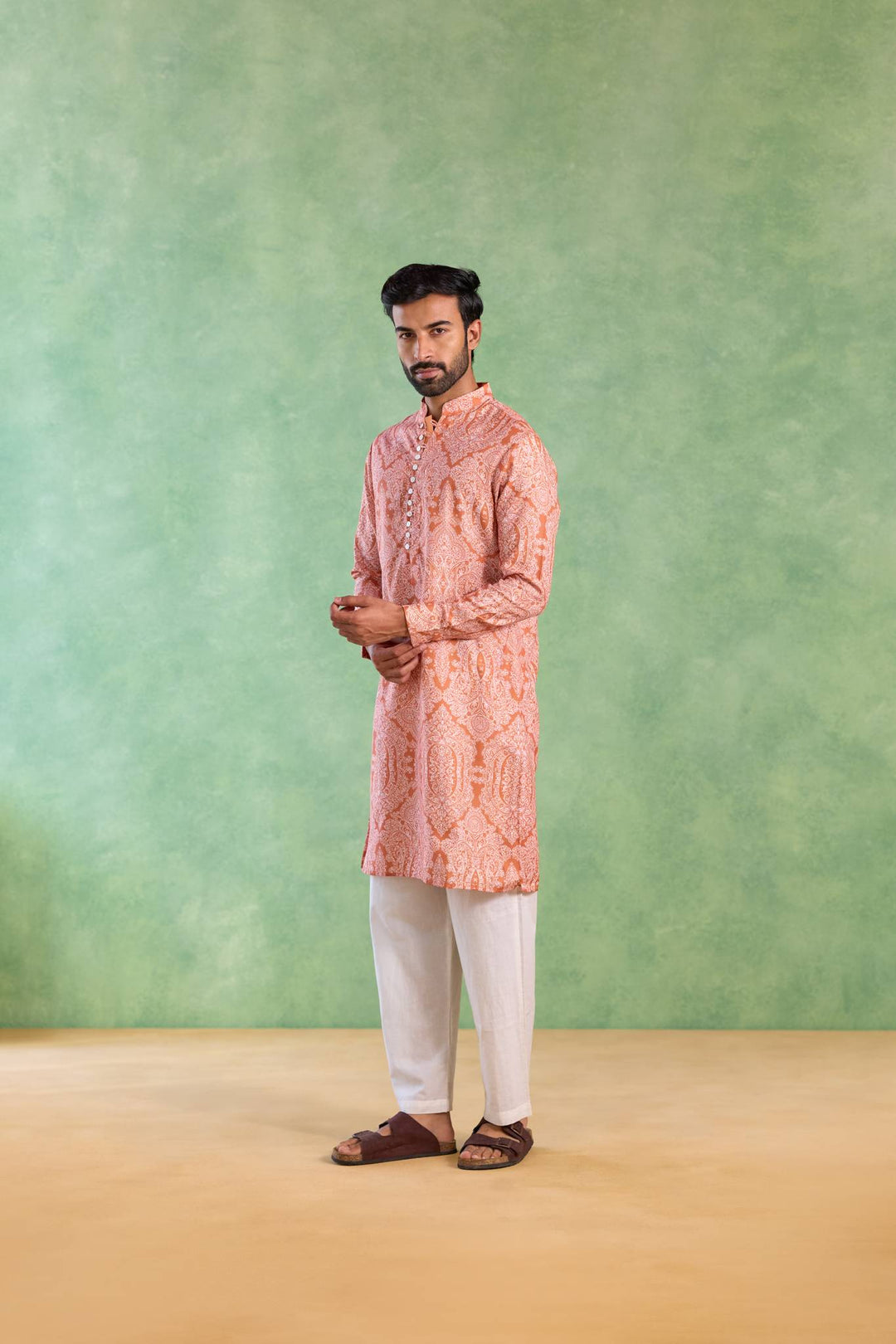 Rustic Jaal Loopi Kurta with Narrow Pants