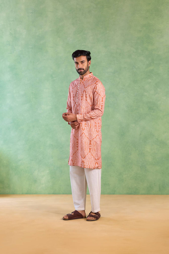 Rustic Jaal Loopi Kurta with Narrow Pants