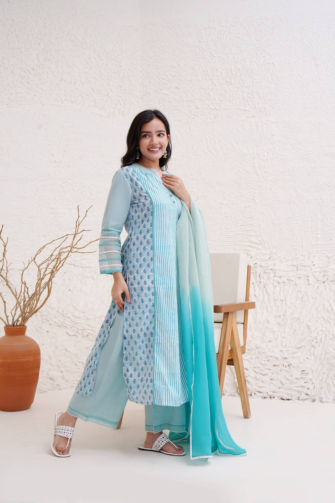 Aqua Stripe Kurta