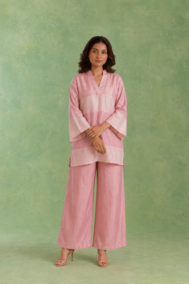 Pink Panel Chanderi Top