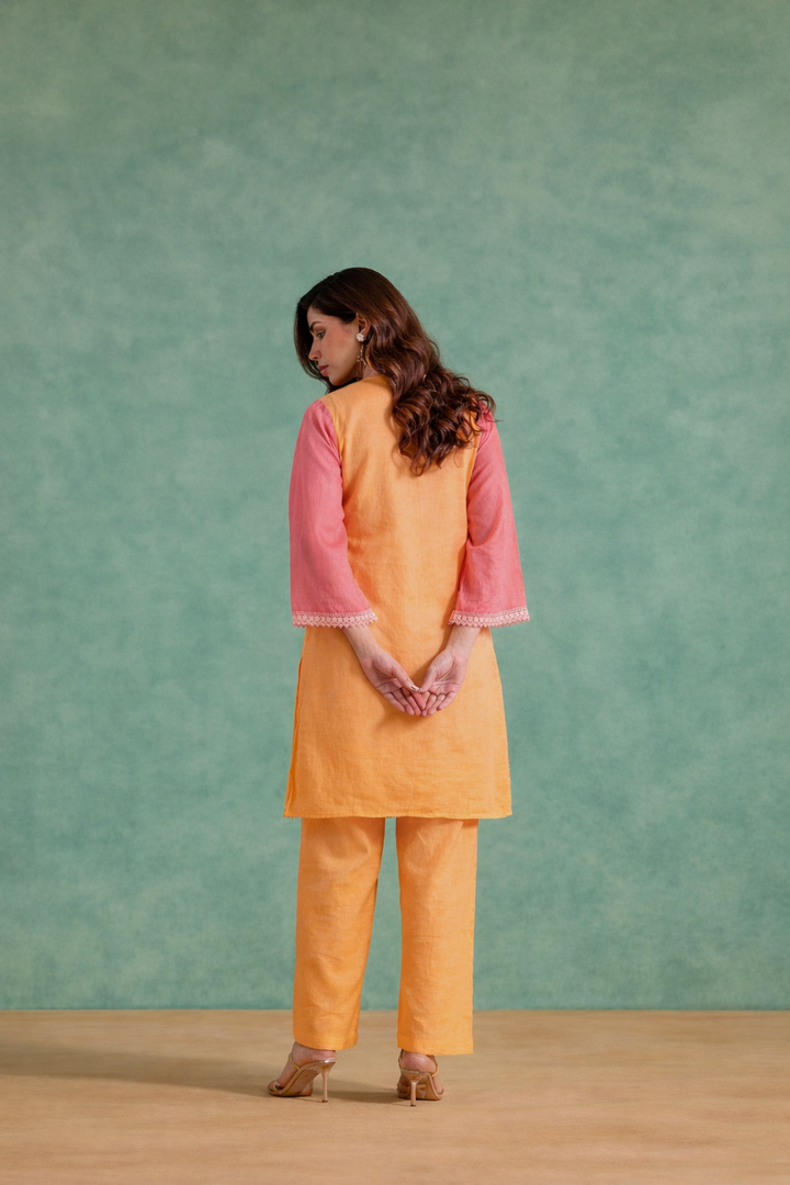 Coral Petal Embroidered Top