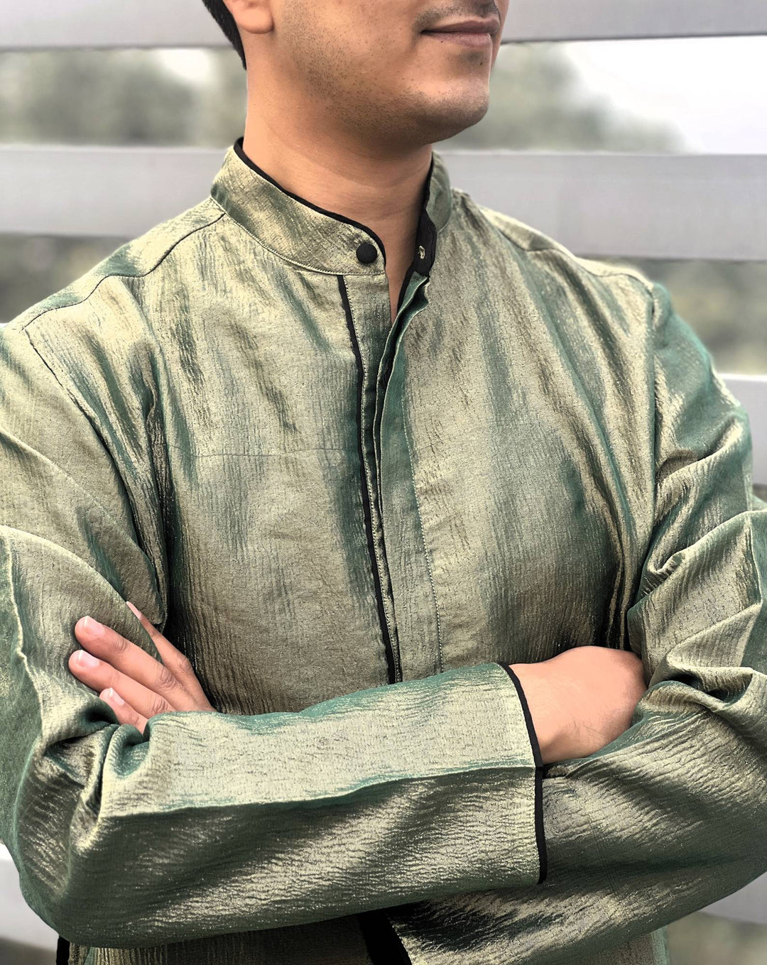 Jade Green Crush Tissue Kurta