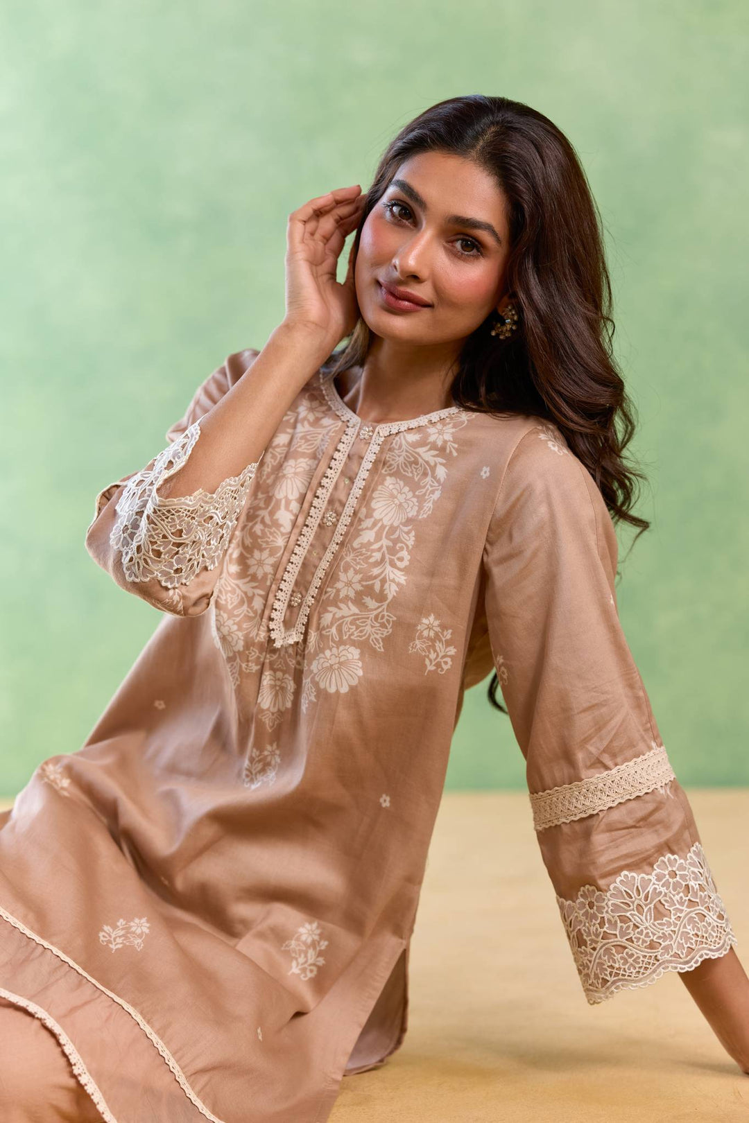 Pink Lotus Kurta with Narrow Pants and Dupatta - Set of 3