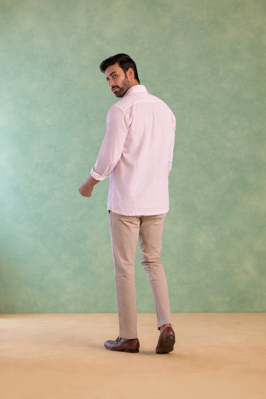 Pink Handloom Linen Shirt