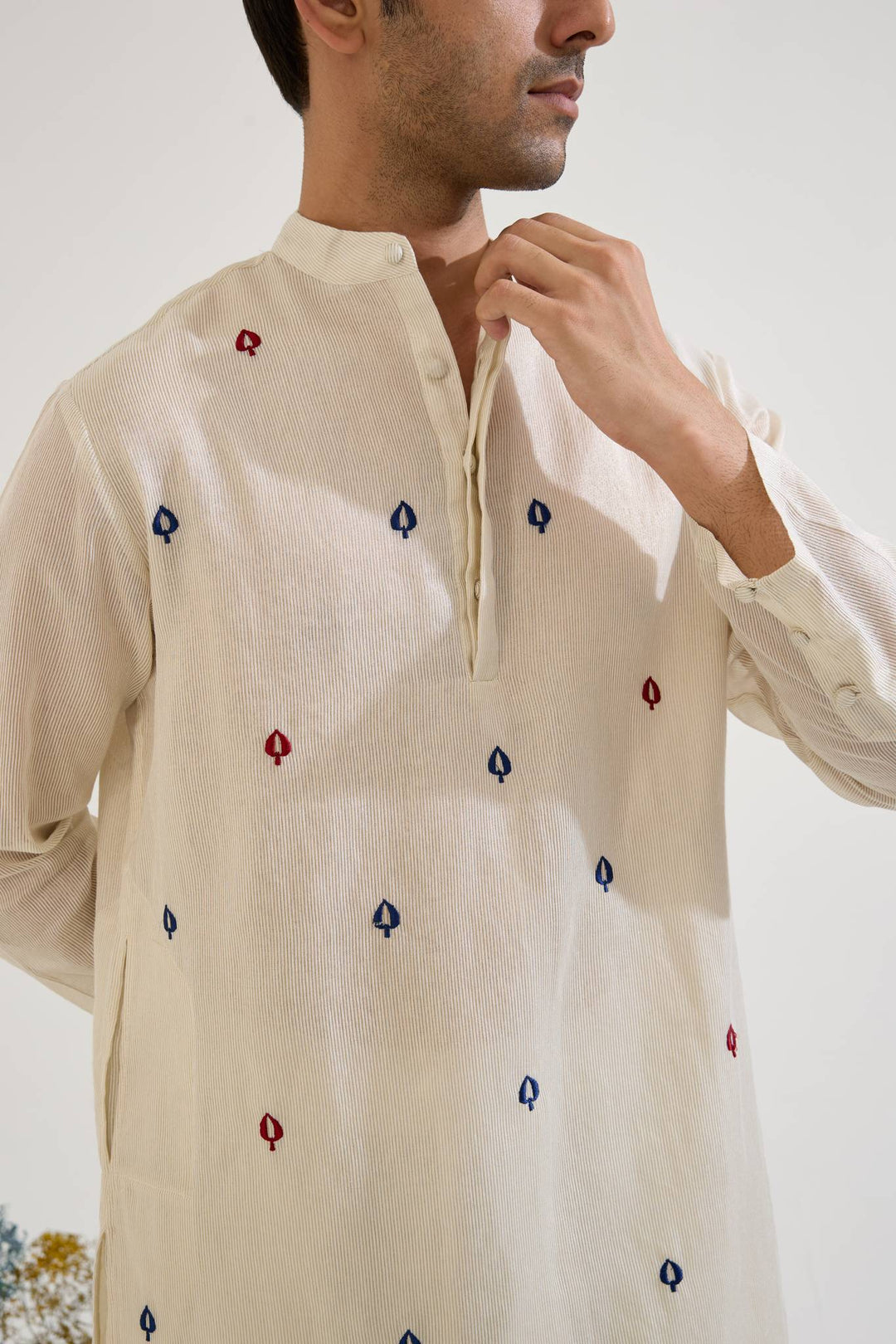 Ivory Buta Chanderi Stripe Kurta