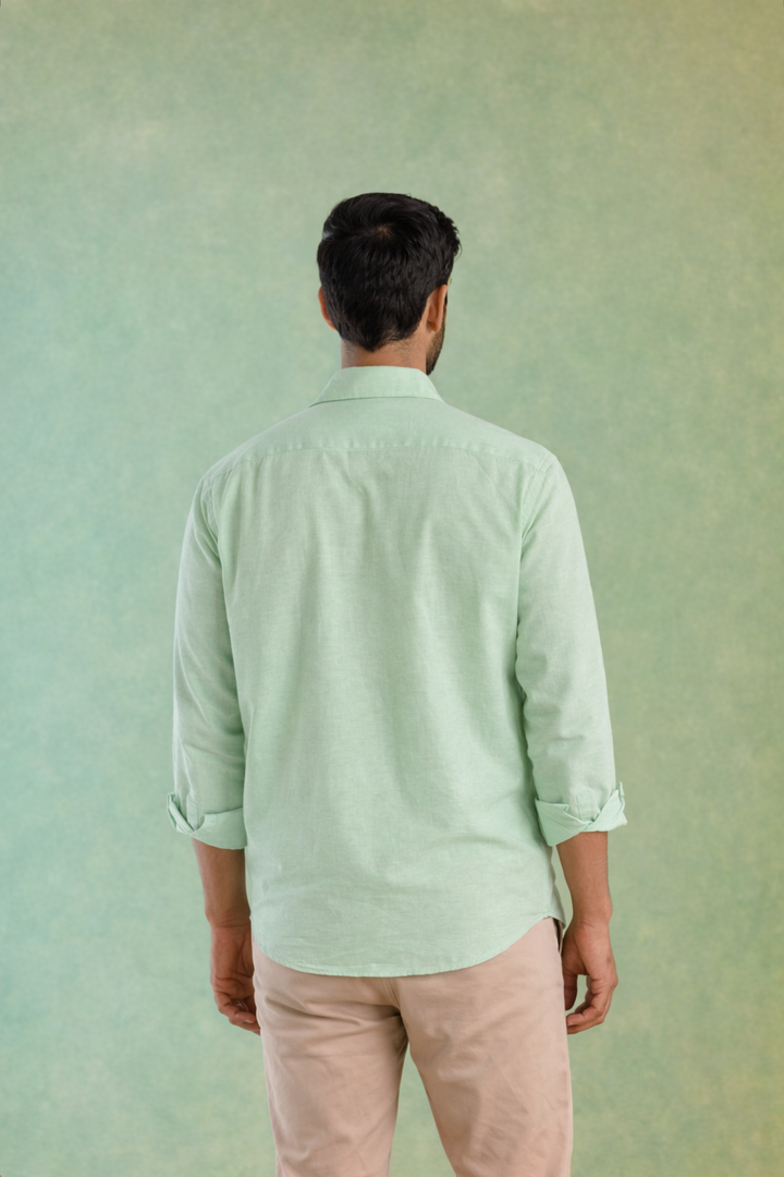 Mint Handloom Linen Shirt