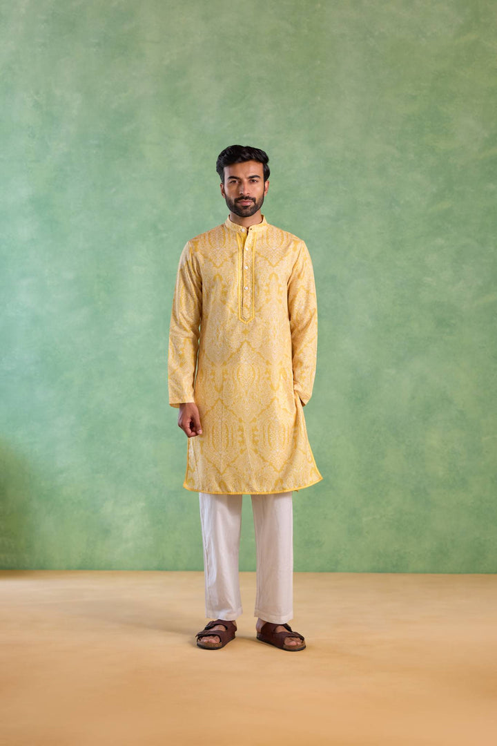 Yellow Petal Yoke Kurta