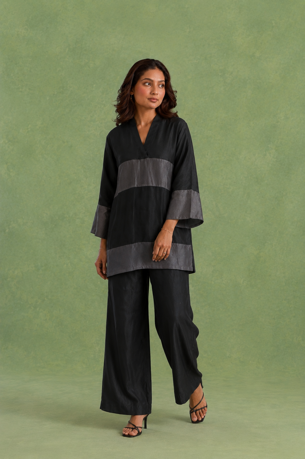 Black Panel Chanderi Top