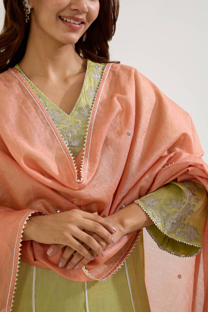 Pink Lime Floral Dupatta
