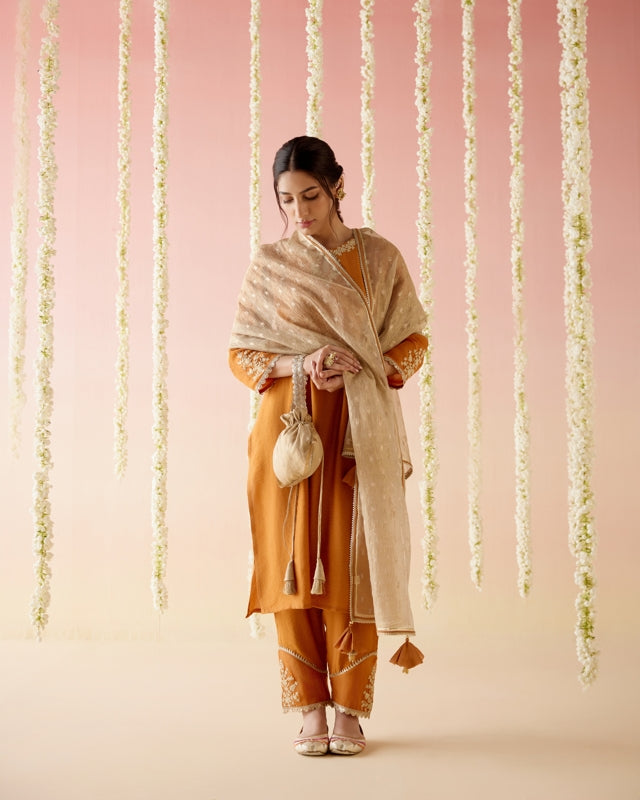 Orange Lily Gold Dupatta