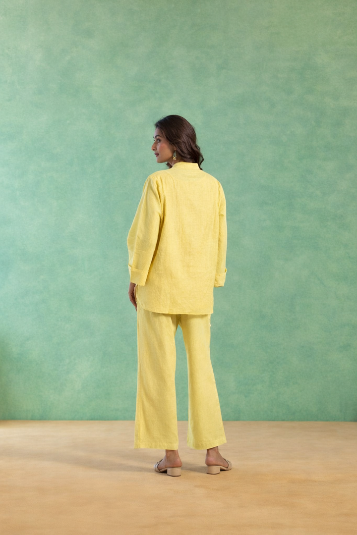 Yellow Lotus Embroidered Co-ord Set